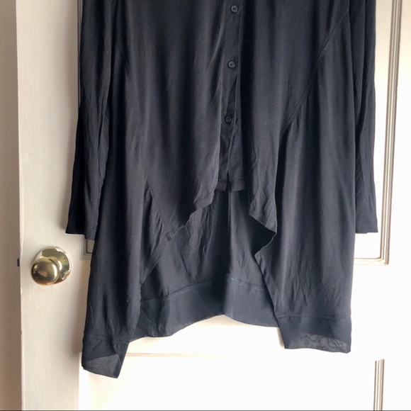 DKNY Black Hi-Low Button Down Long Sleeve Shirt - Picture 3 of 6